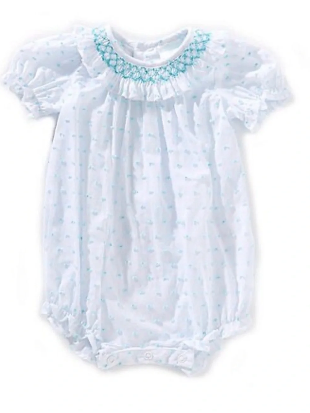 NWT Edgehill Collection Baby Bubble Romper   12M White Aqua
